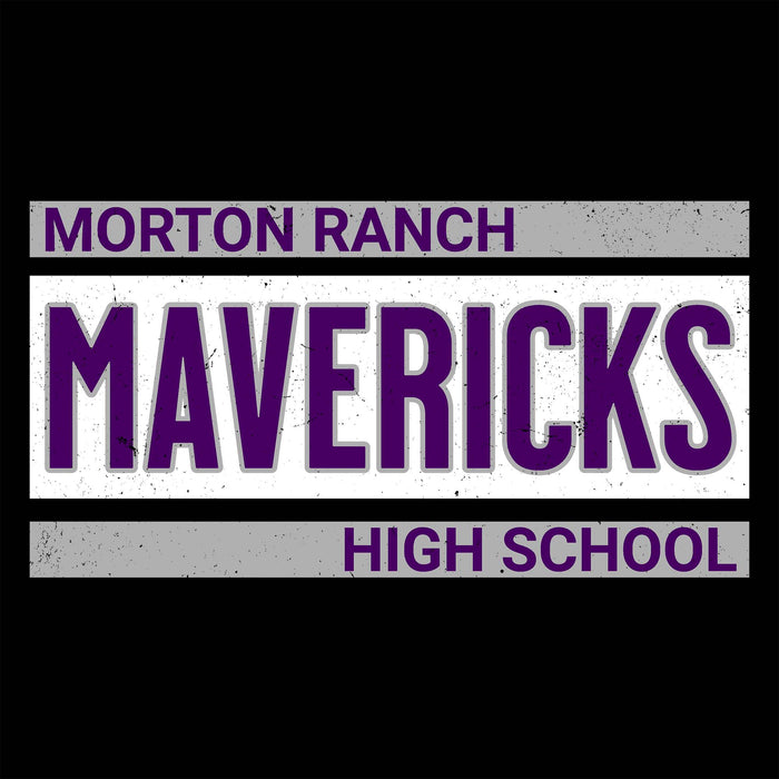 Close-up view of Morton Ranch High School Mavericks Women's Relaxed Fit T-shirt 098