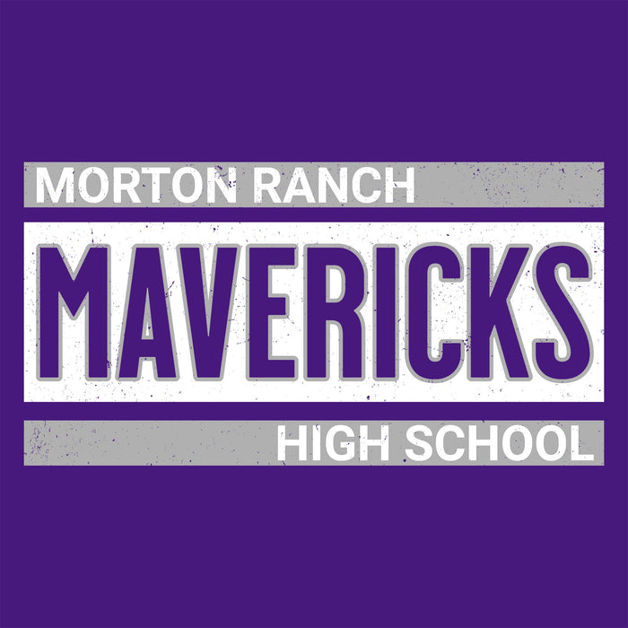 Close-up view of Morton Ranch High School Mavericks Purple Classic Unisex T-shirt 098