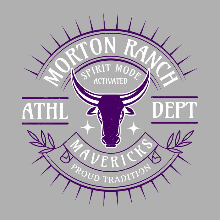 Logo with text 'Morton Ranch Athl Dept Mavericks' on a gray background