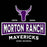 Close-up view of Morton Ranch High School Mavericks Unisex 3/4 sleeve Raglan T-shirt 202