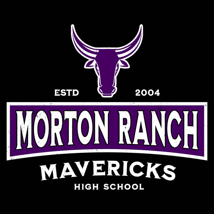 Close-up view of Morton Ranch High School Mavericks Women's Relaxed Fit T-shirt 202