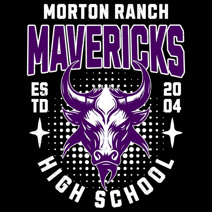 Close-up view of Morton Ranch High School Mavericks Black Classic Unisex T-shirt 204