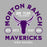 Close-up view of Morton Ranch High School Mavericks Unisex 3/4 sleeve Raglan T-shirt 208
