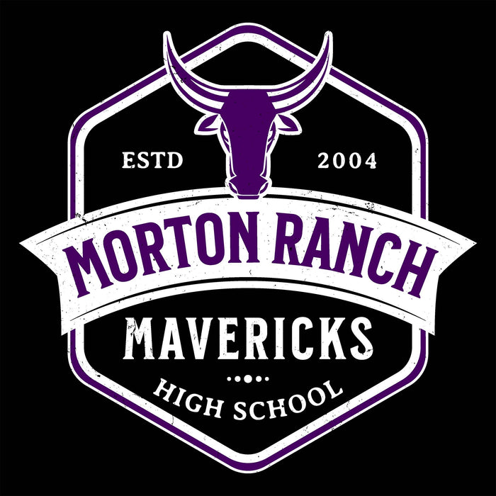 Close-up view of Morton Ranch High School Mavericks Women's Relaxed Fit T-shirt 209