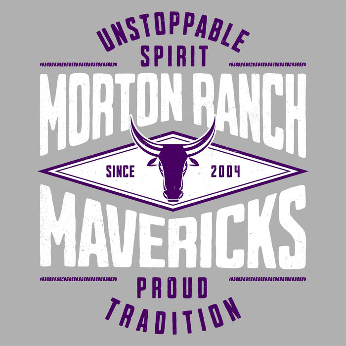 Close-up view of Morton Ranch High School Mavericks Women's Relaxed Fit T-shirt 210