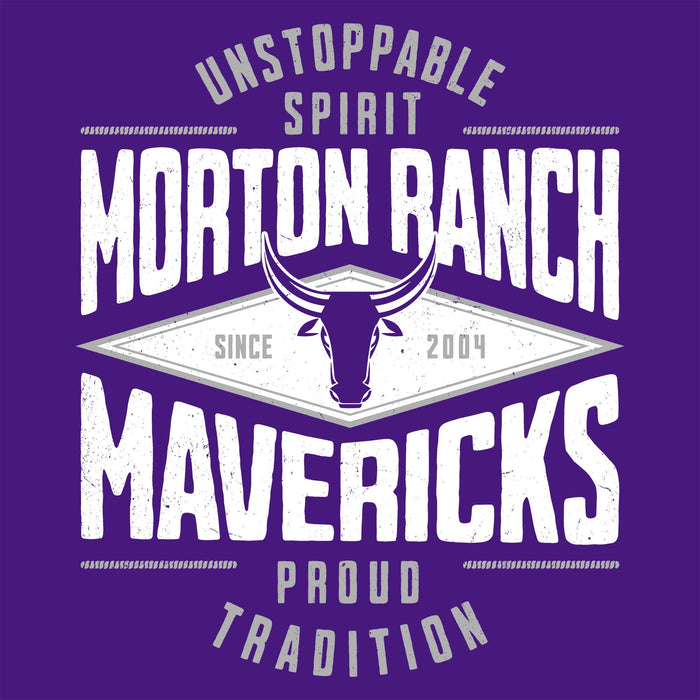 Morton Ranch Mavericks logo with bull head on purple background