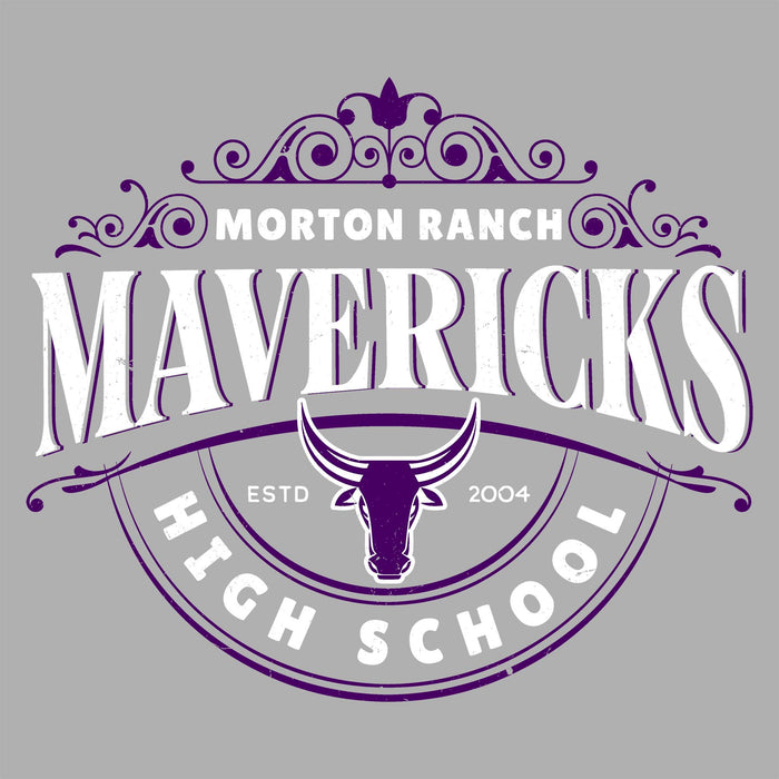Close-up view of Morton Ranch High School Mavericks Grey Classic Unisex T-shirt 211