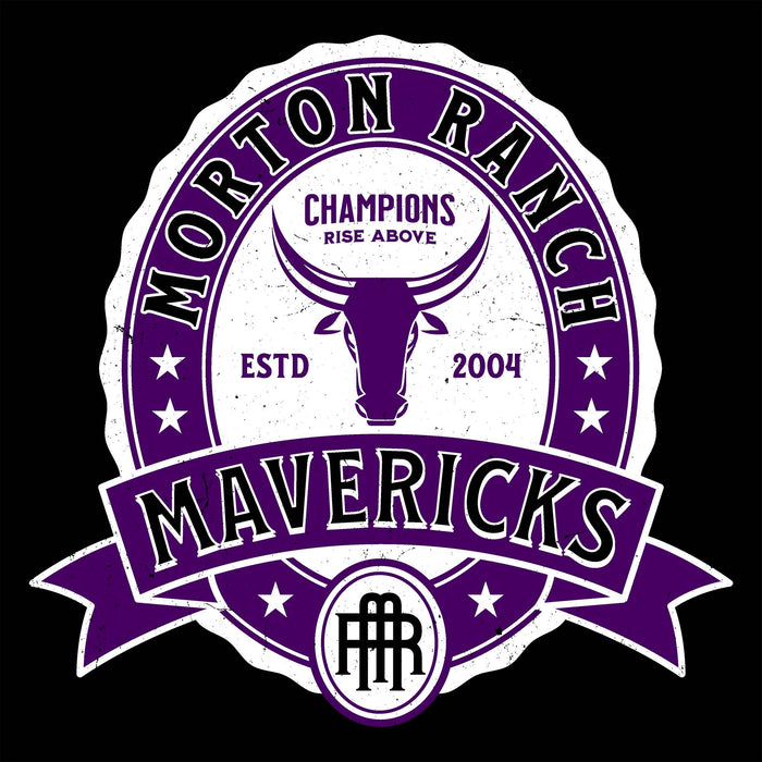Close-up view of Morton Ranch High School Mavericks Women's Relaxed Fit T-shirt 212
