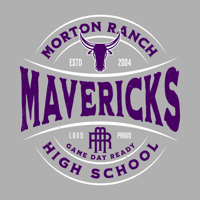 Close-up view of Morton Ranch High School Mavericks Grey Classic Unisex T-shirt 218