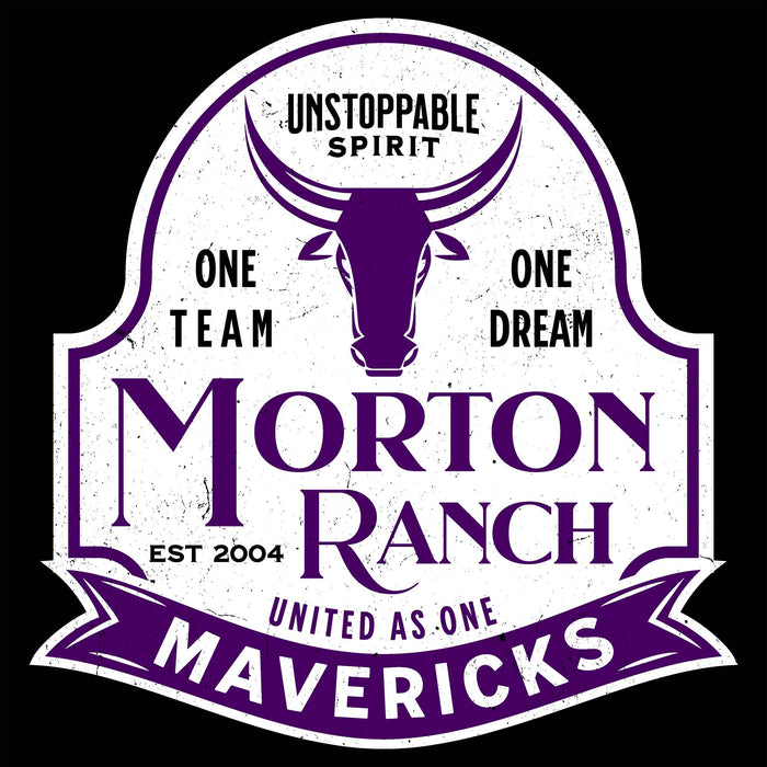 Close-up view of Morton Ranch High School Mavericks Women's Relaxed Fit T-shirt 219