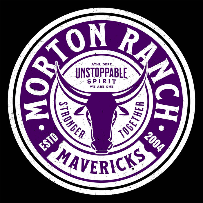 Close-up view of Morton Ranch High School Mavericks Women's Relaxed Fit T-shirt 220