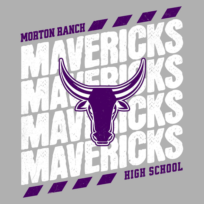 Close-up view of Morton Ranch High School Mavericks Women's Relaxed Fit T-shirt 223