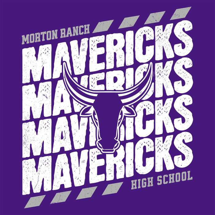 Close-up view of Morton Ranch High School Mavericks Purple Classic Unisex T-shirt 223