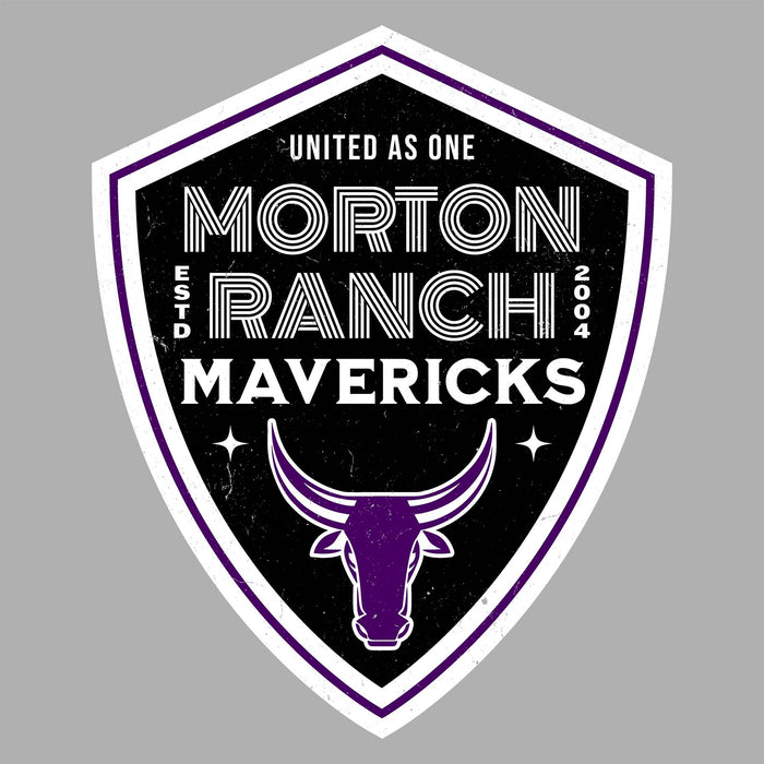 Close-up view of Morton Ranch High School Mavericks Women's Relaxed Fit T-shirt 225