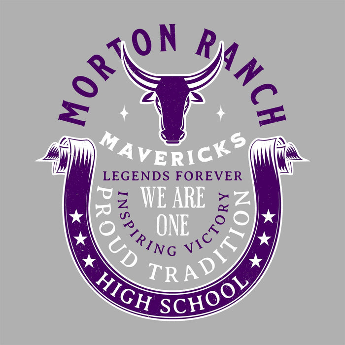 Close-up view of Morton Ranch High School Mavericks Women's Relaxed Fit T-shirt 229