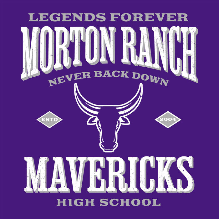Close-up vie wof Morton Ranch High School Mavericks Purple Classic Unisex T-shirt 230
