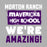 Morton Ranch Mavericks High School logo with text 'We're Amazing!' on a gray background - Design 231