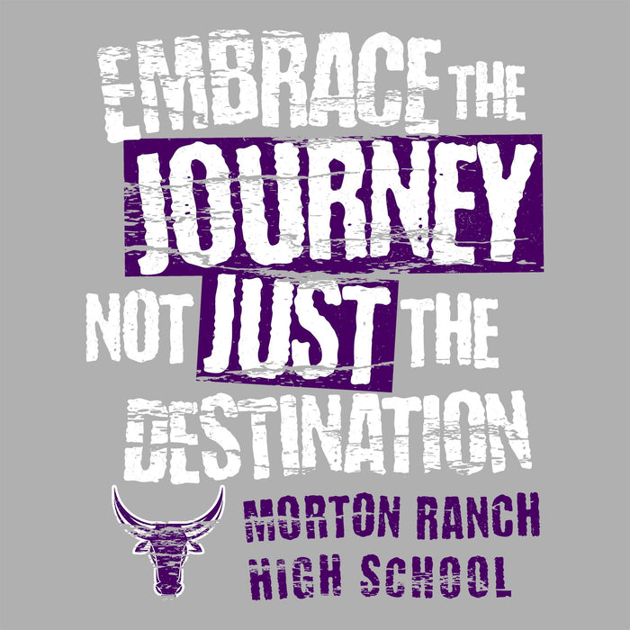 Close-up view of Morton Ranch High School Mavericks Women's Relaxed Fit T-shirt 232