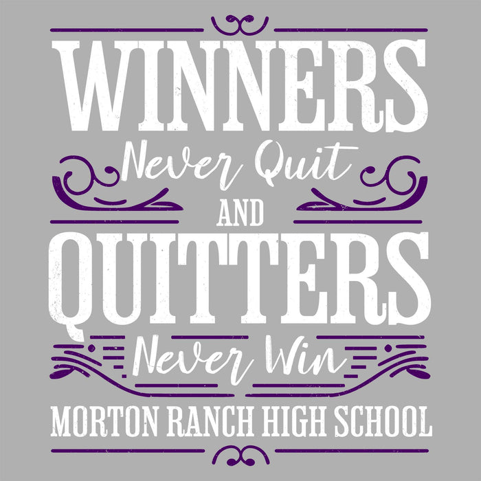 Close-up view of Morton Ranch High School Mavericks Unisex 3/4 sleeve Raglan T-shirt 237