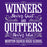 Motivational quote 'Winners Never Quit and Quitters Never Win' with school name on a purple background