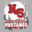 Close-up view of North Shore High School Mustangs Unisex 3/4 sleeve Raglan T-shirt 202