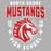 Close-up view of North Shore High School Mustangs Unisex 3/4 sleeve Raglan T-shirt 204