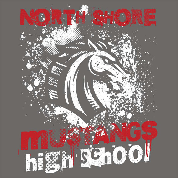 Close-up view of North Shore High School Mustangs Dark Grey Classic Unisex T-shirt 205