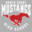 Close-up view of North Shore High School Mustangs Unisex 3/4 sleeve Raglan T-shirt 213