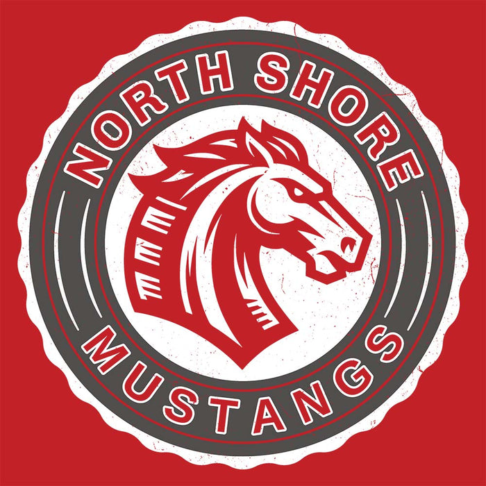 Close-up view of North Shore High School Mustangs Red Classic Unisex T-shirt 216