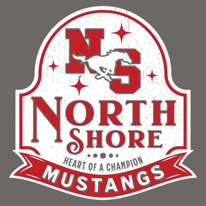 Close-up view of North Shore High School Mustangs Dark Grey Classic Unisex T-shirt 219