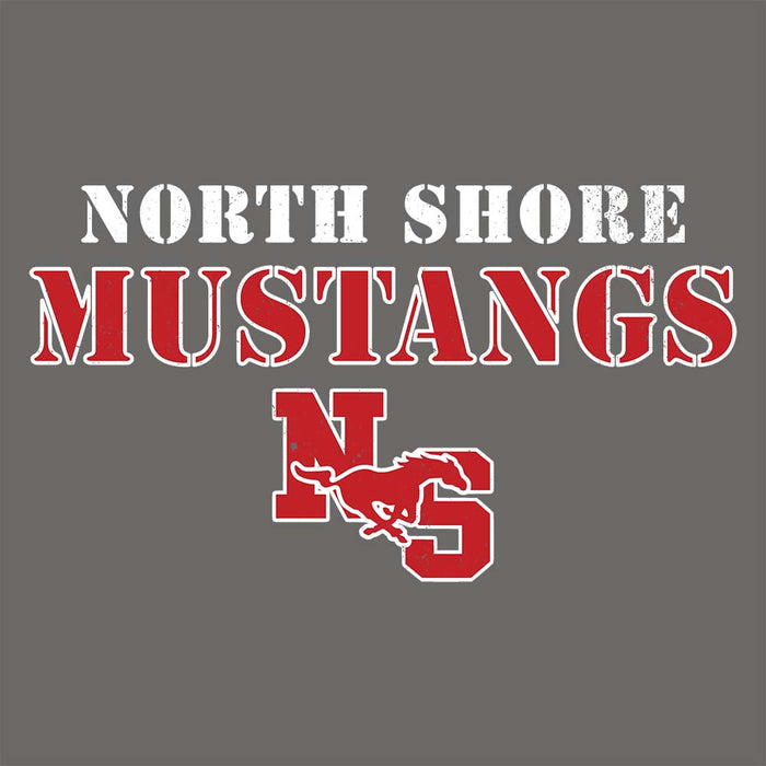 Close-up view of North Shore High School Mustangs Dark Grey Classic Unisex T-shirt 222