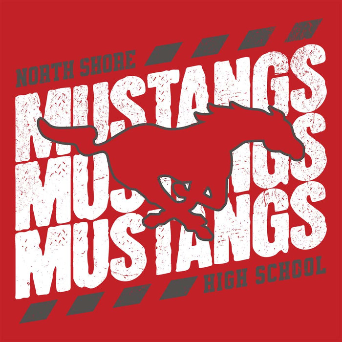 Close-up view of North Shore High School Mustangs Red Classic Unisex T-shirt 223