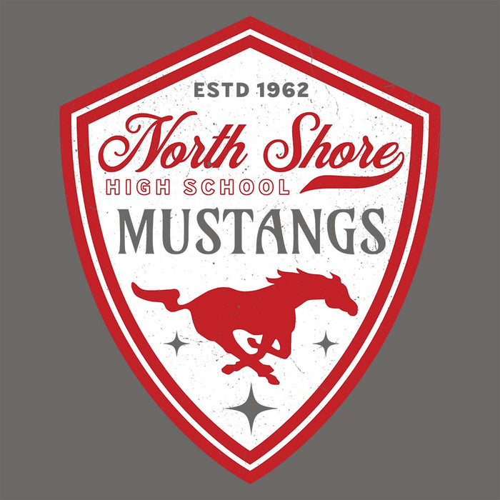 Close-up view of North Shore High School Mustangs Dark Grey Classic Unisex T-shirt 225