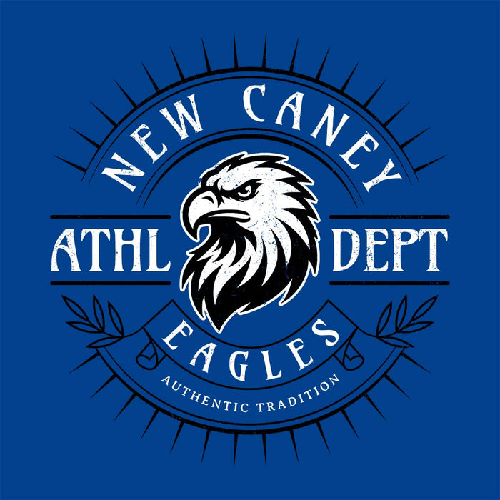 Close-up view of New Caney High School Eagles Royal Blue Premium Unisex Hoodie 201