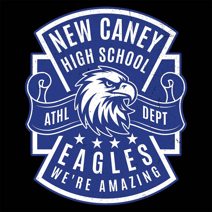 Close-up view of New Caney High School Eagles Unisex 3/4 sleeve Raglan T-shirt 207