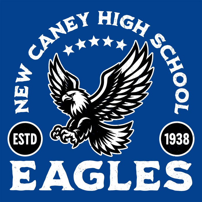 Close-up view of New Caney High School Eagles Royal Blue Classic Unisex T-shirt 208