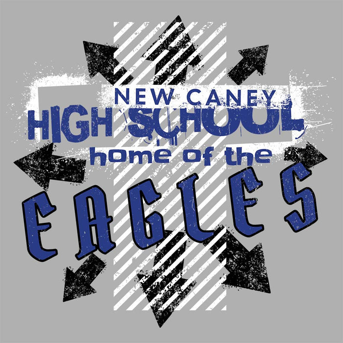 Close-up view of New Caney High School Eagles Unisex 3/4 sleeve Raglan T-shirt 210