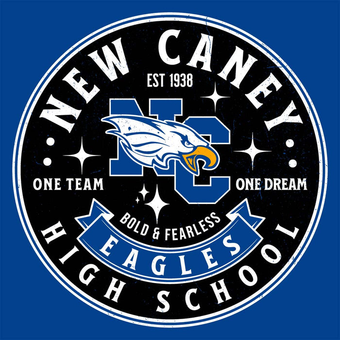 Close-up view of New Caney High School Eagles Royal Blue Classic Unisex T-shirt 215