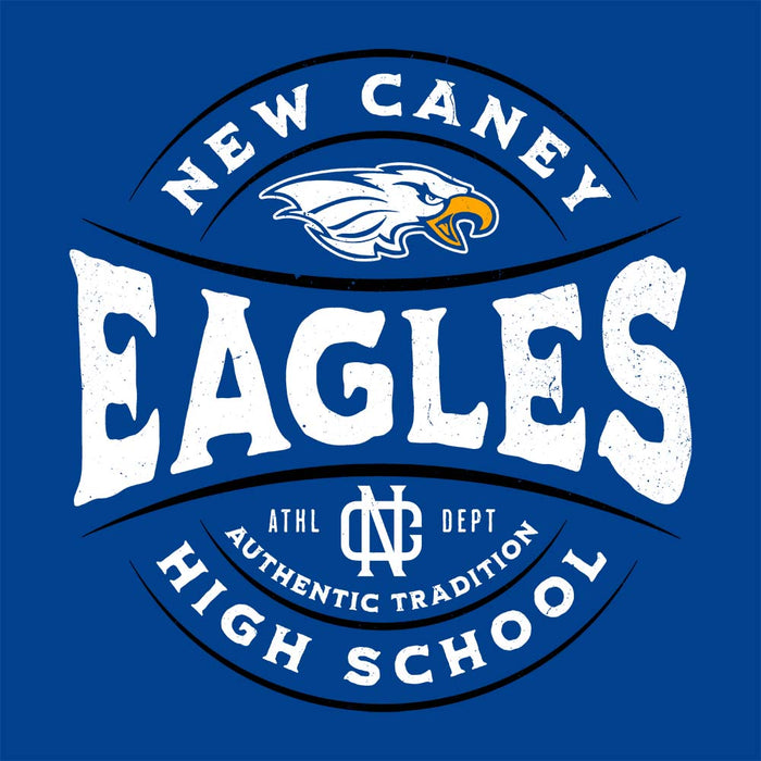 Close-up view of New Caney High School Eagles Royal Blue Classic Unisex T-shirt 218