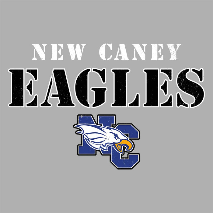 Close-up view of New Caney High School Eagles Unisex 3/4 sleeve Raglan T-shirt 222