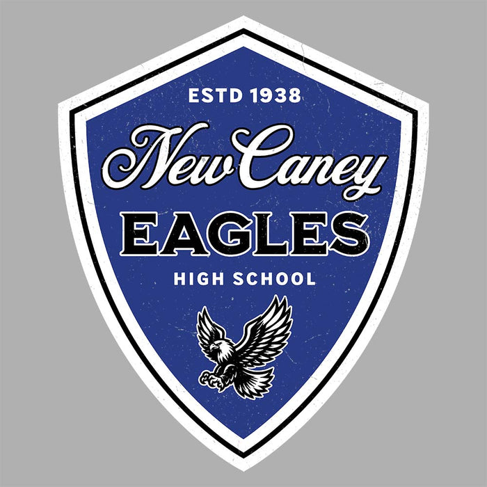 Close-up view of New Caney High School Eagles Unisex 3/4 sleeve Raglan T-shirt 225