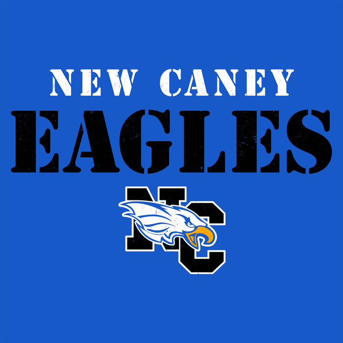 Close-up view of New Caney High School Eagles Royal Blue Classic Unisex T-shirt 017