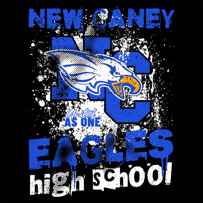 Close-up view of New Caney High School Eagles Unisex 3/4 sleeve Raglan T-shirt 205