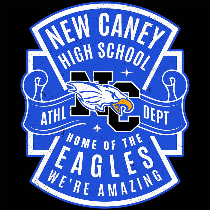 Close-up view of New Caney High School Eagles Unisex 3/4 sleeve Raglan T-shirt 207