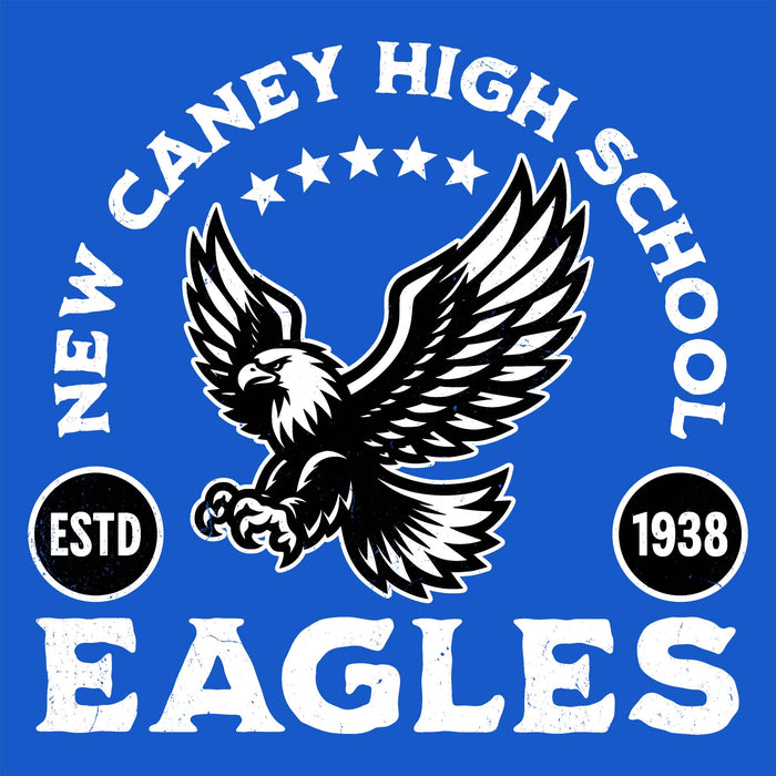 Close-up view of New Caney High School Eagles Royal Blue Classic Unisex T-shirt 208