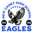 Close-up view of New Caney High School Eagles Unisex 3/4 sleeve Raglan T-shirt 208