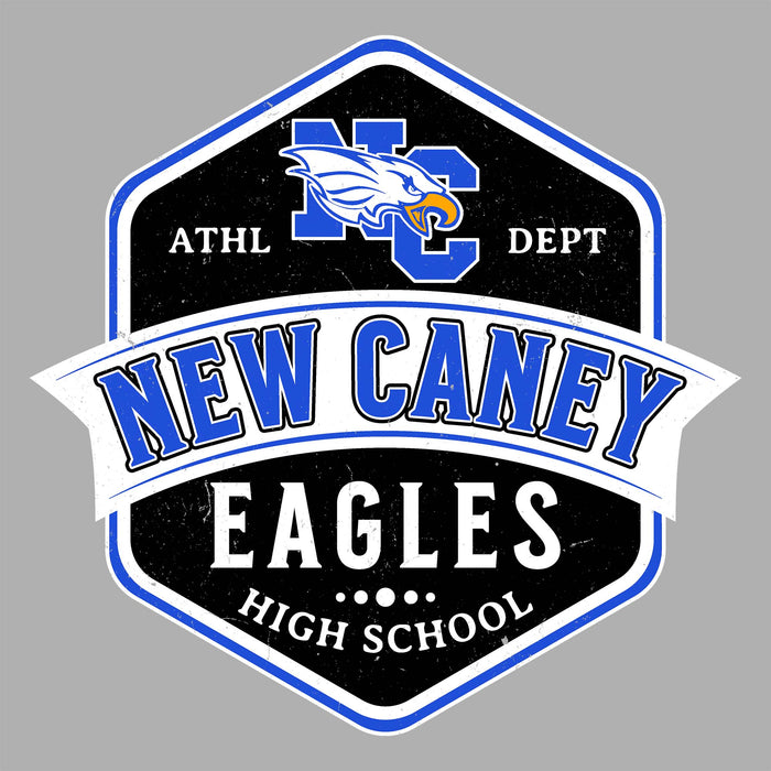 Close-up view of New Caney High School Eagles Unisex 3/4 sleeve Raglan T-shirt 209