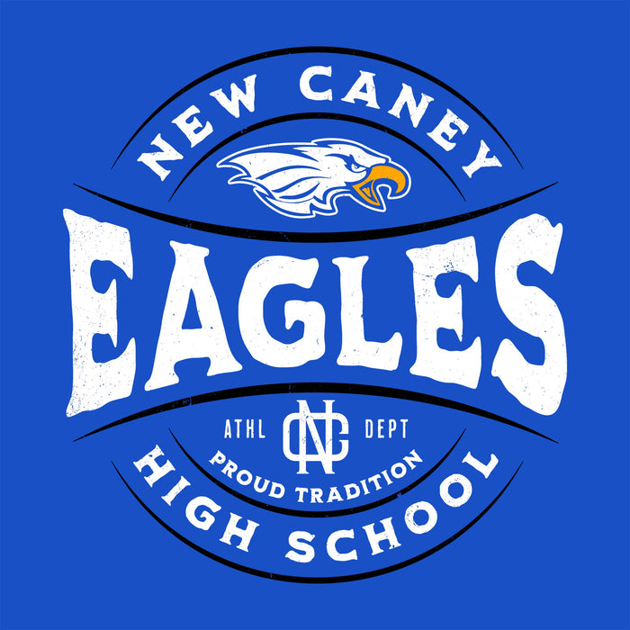 Close-up view of New Caney High School Eagles Royal Blue Classic Unisex T-shirt 218