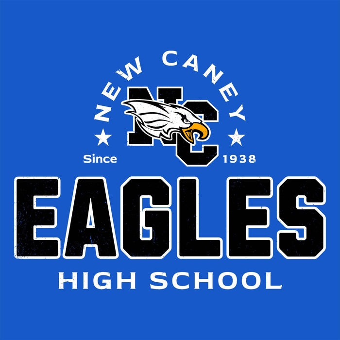 Close-up view of New Caney High School Eagles Royal Blue Classic Unisex T-shirt 222