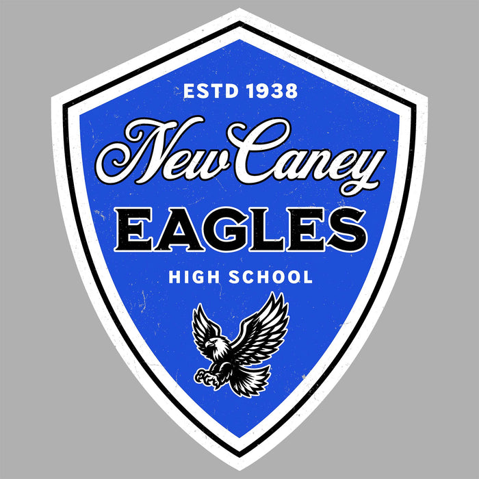 Close-up view of New Caney High School Eagles Unisex 3/4 sleeve Raglan T-shirt 225